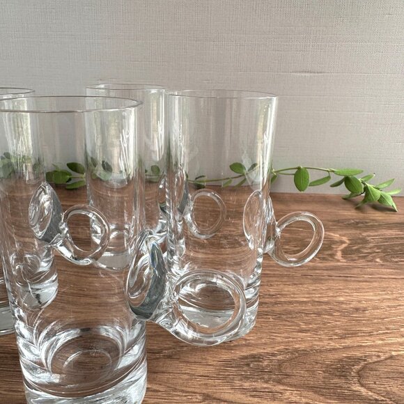Mid Century Hand Blown Lennox Irish Coffee Mugs Set Of Four Clear Glass - Picture 4 of 9